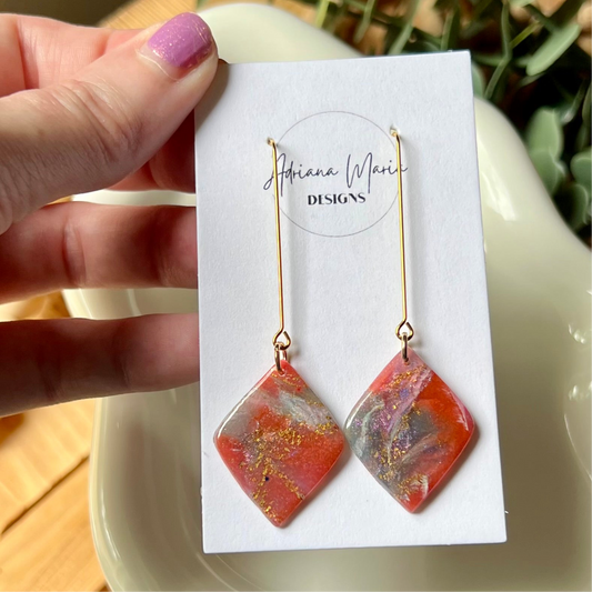Rosso Marble Polymer Clay Earrings