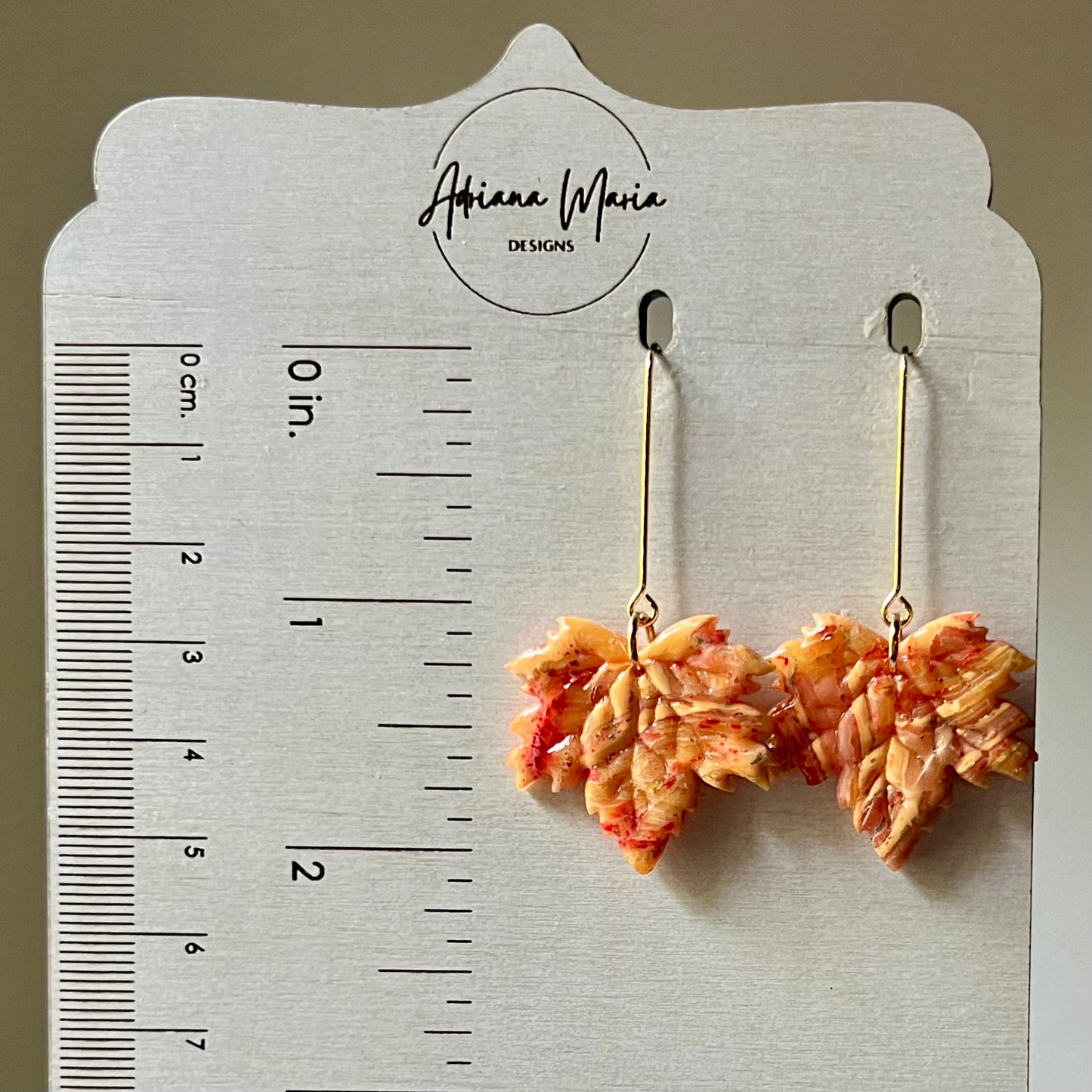 Golden Ember Maple Leaf Polymer Clay Dangle Earrings