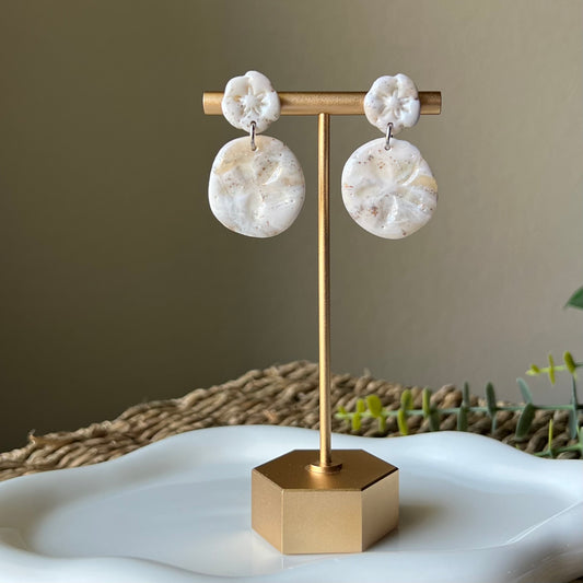 Double Sand Dollar Marbled Clay Earrings