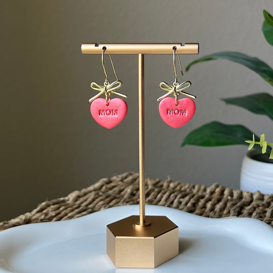 Mother’s Day Mom Heart Polymer Clay Earrings