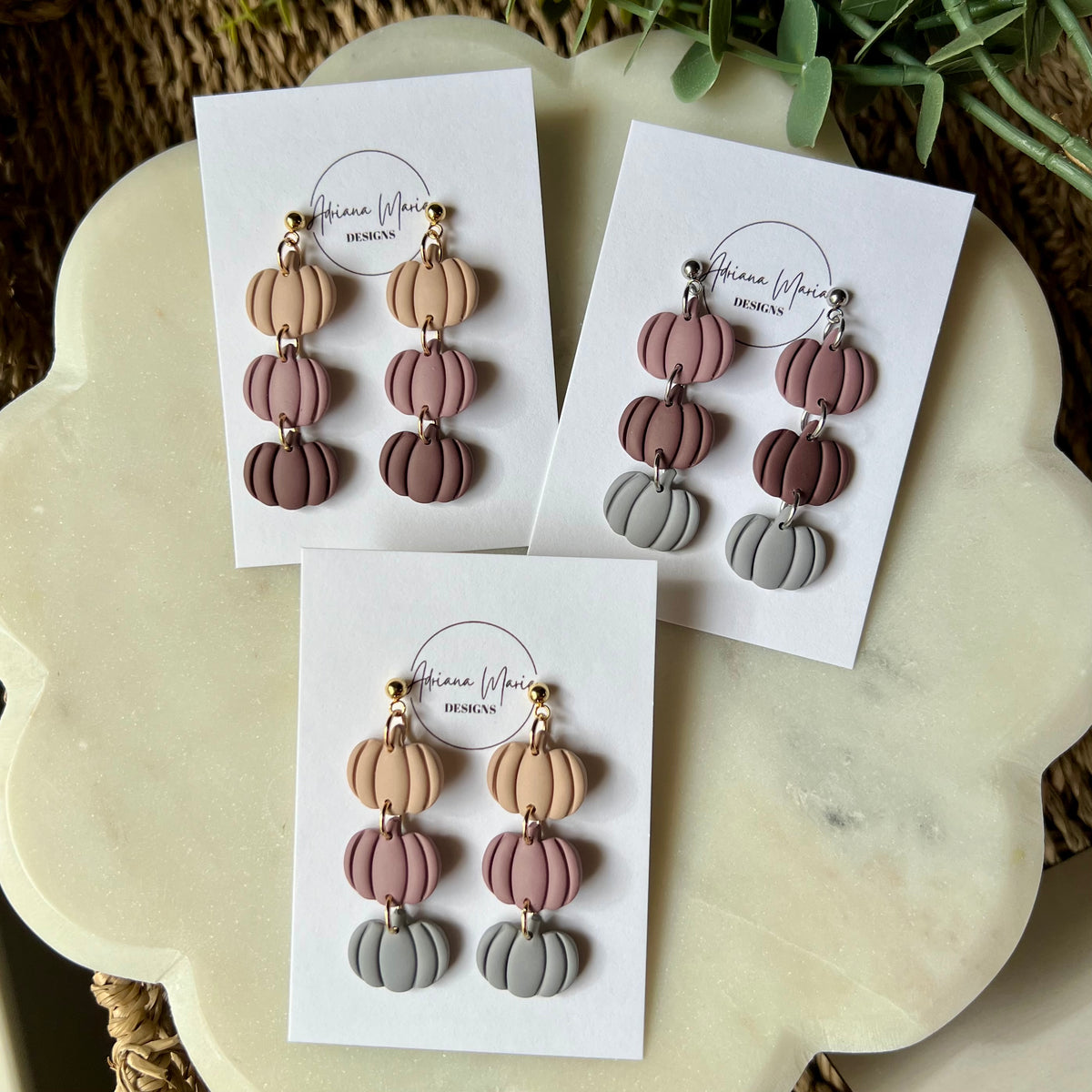 Pumpkin Patch Polymer Clay Earrings – Lightweight Fall Dangles