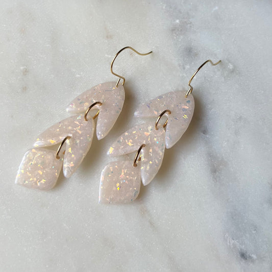 Classy Opal Polymer Clay Statement Earrings, lightweight dangles, Gift for her