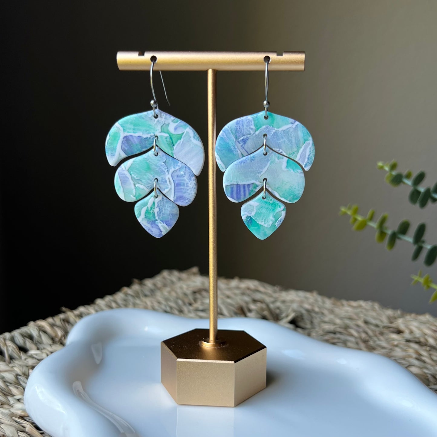 Beachy Watercolor Polymer Clay Earrings