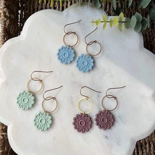 Petal Bloom Polymer Clay Dangle Earrings