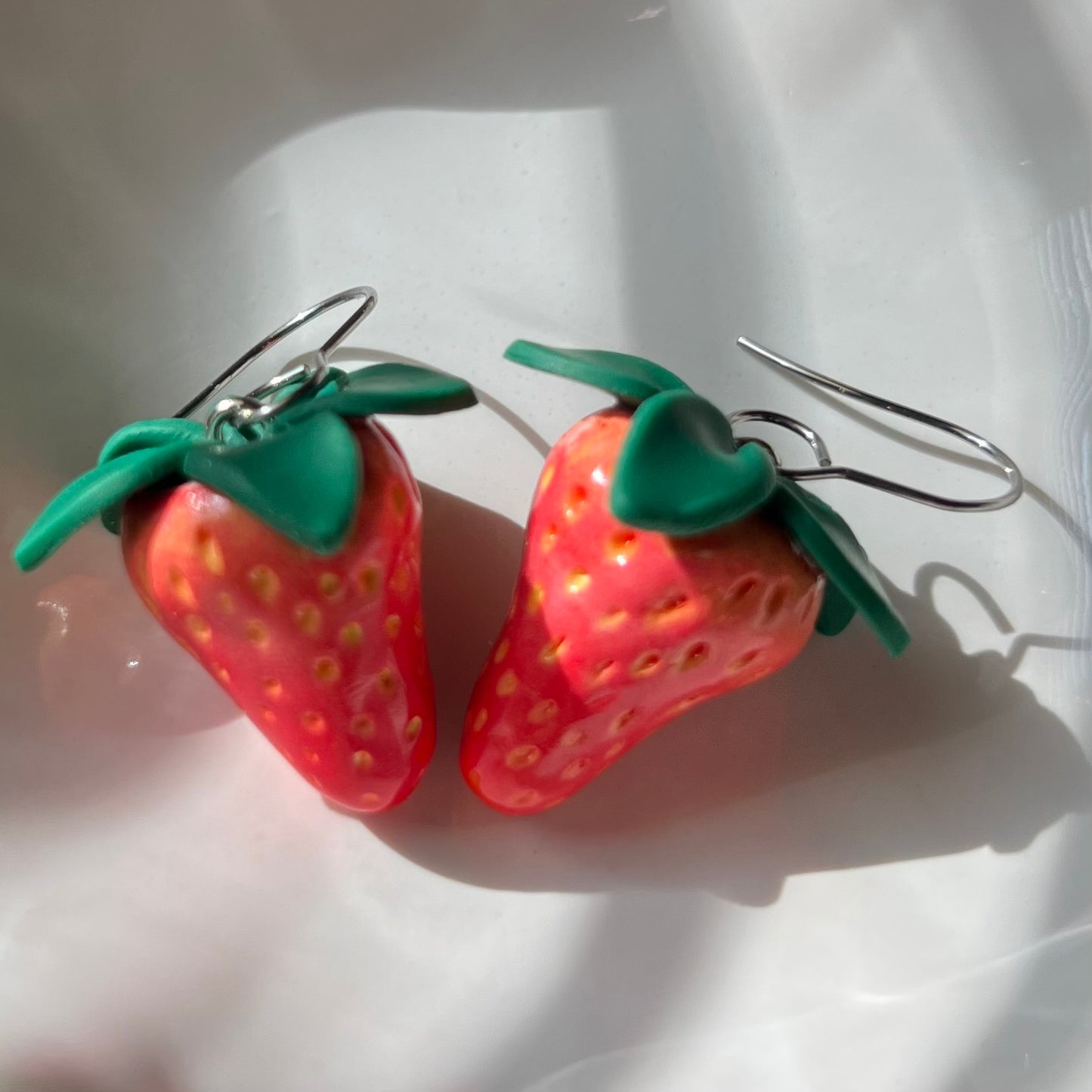 Red Strawberry Polymer Clay Dangle Earrings
