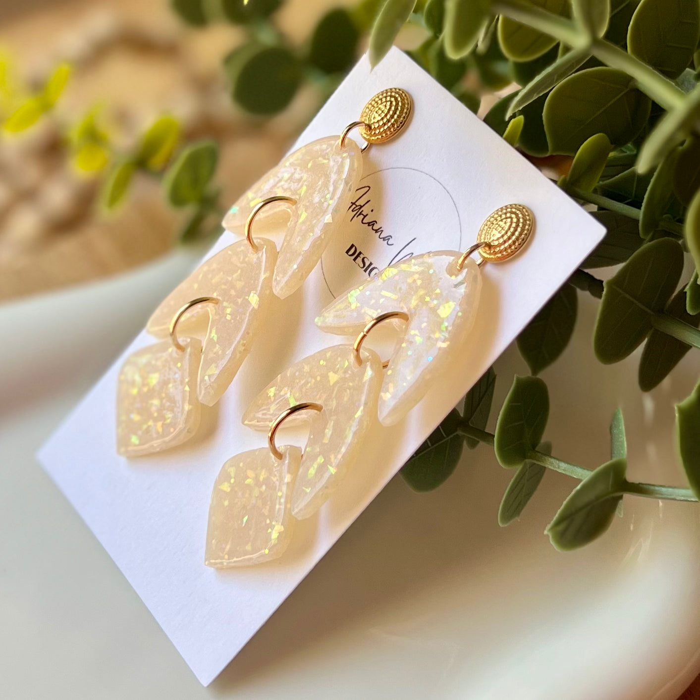 Opal Statement Polymer Clay Earrings