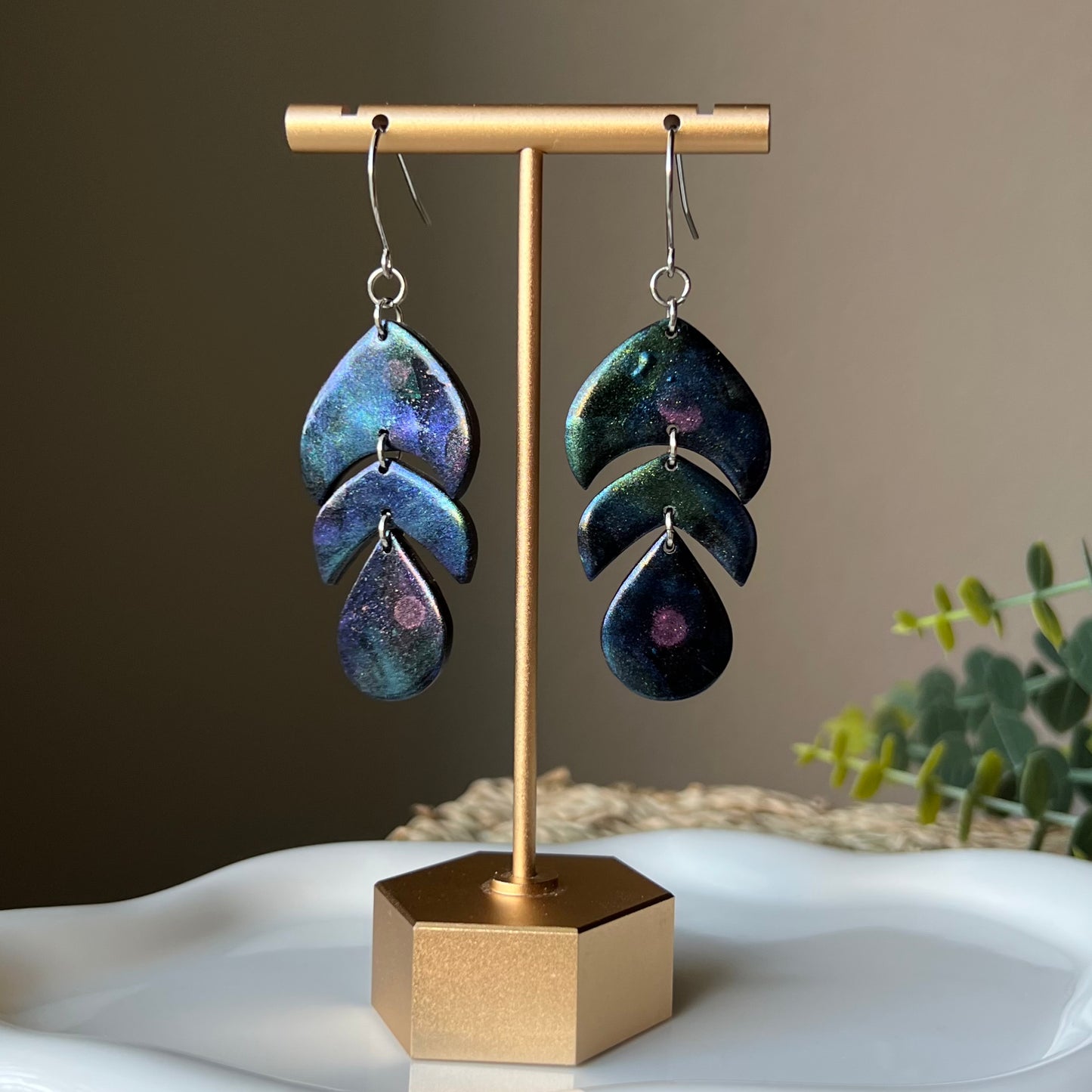 Mica Painted Polymer Clay Earrings