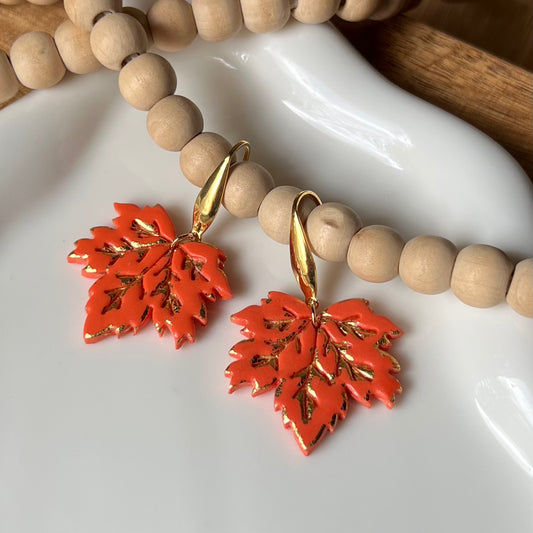Maple Leaf Polymer Clay Earrings