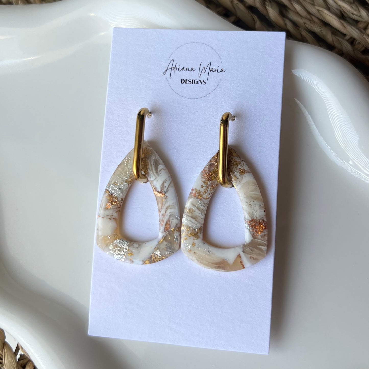 Warm Ivory Huggie Hoop Clay Earrings