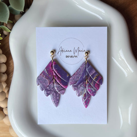 Dream In Purple: Agate Marbled Polymer Clay Earrings