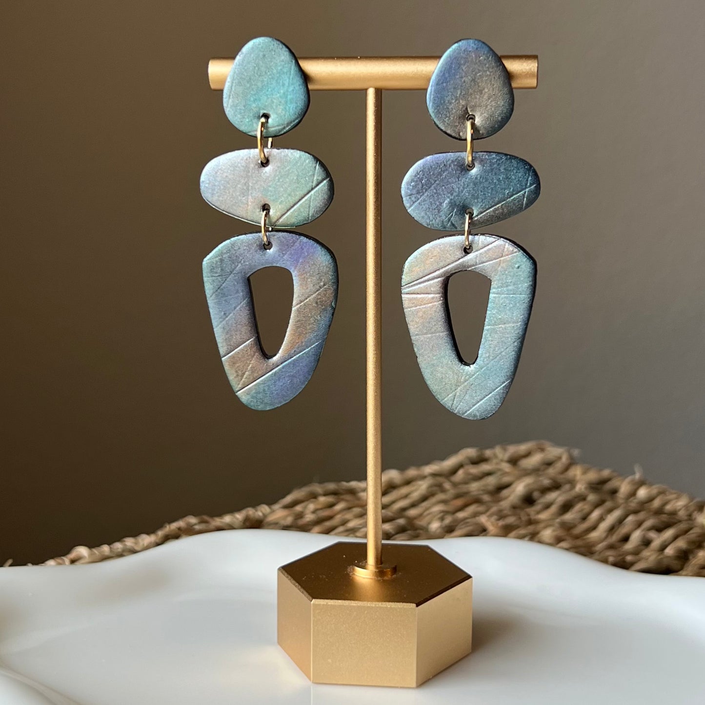 Mica Painted Polymer Clay Statement Earrings