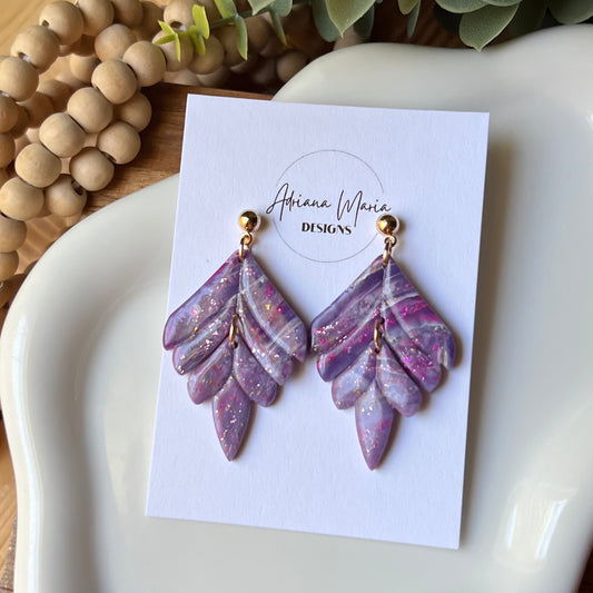 Dream In Purple: Agate Marbled Polymer Clay Earrings