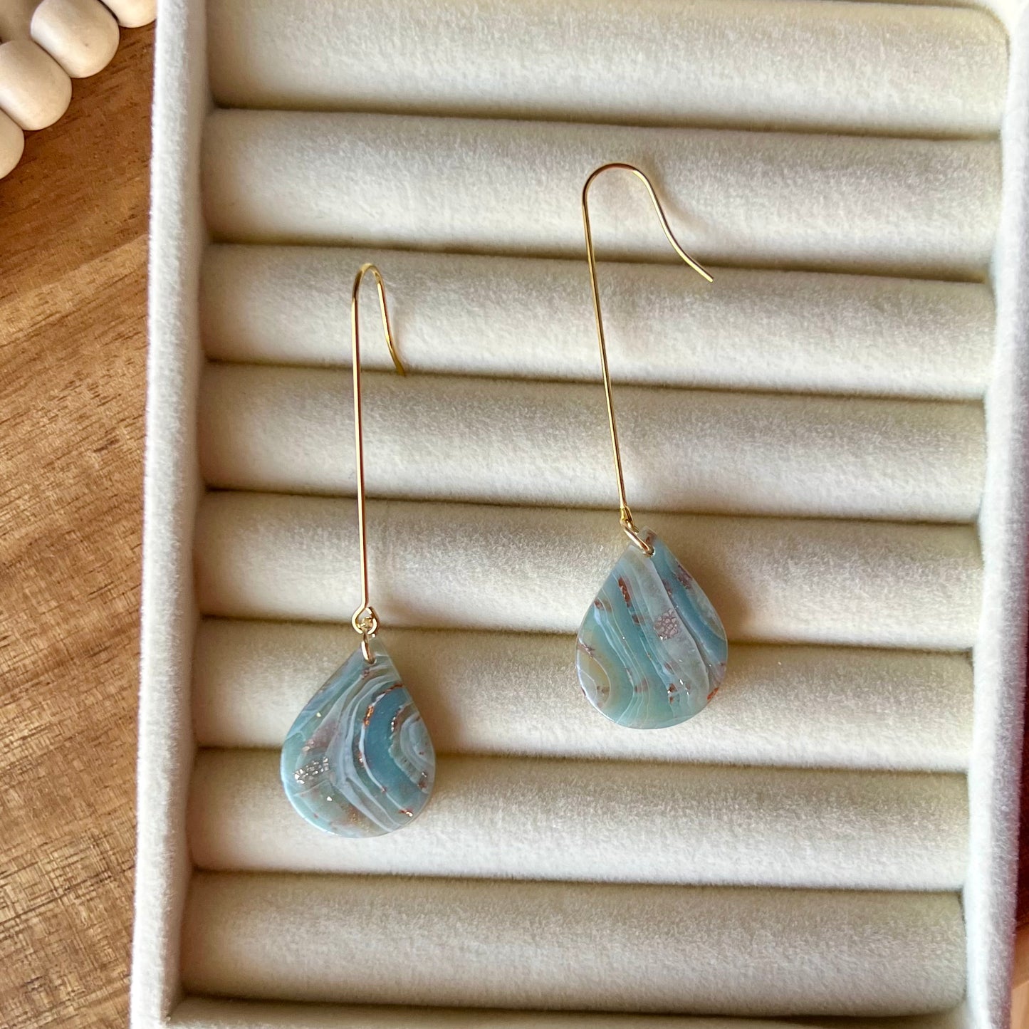 Ethereal Waves Collection: Small Teardrop Polymer Clay Earrings