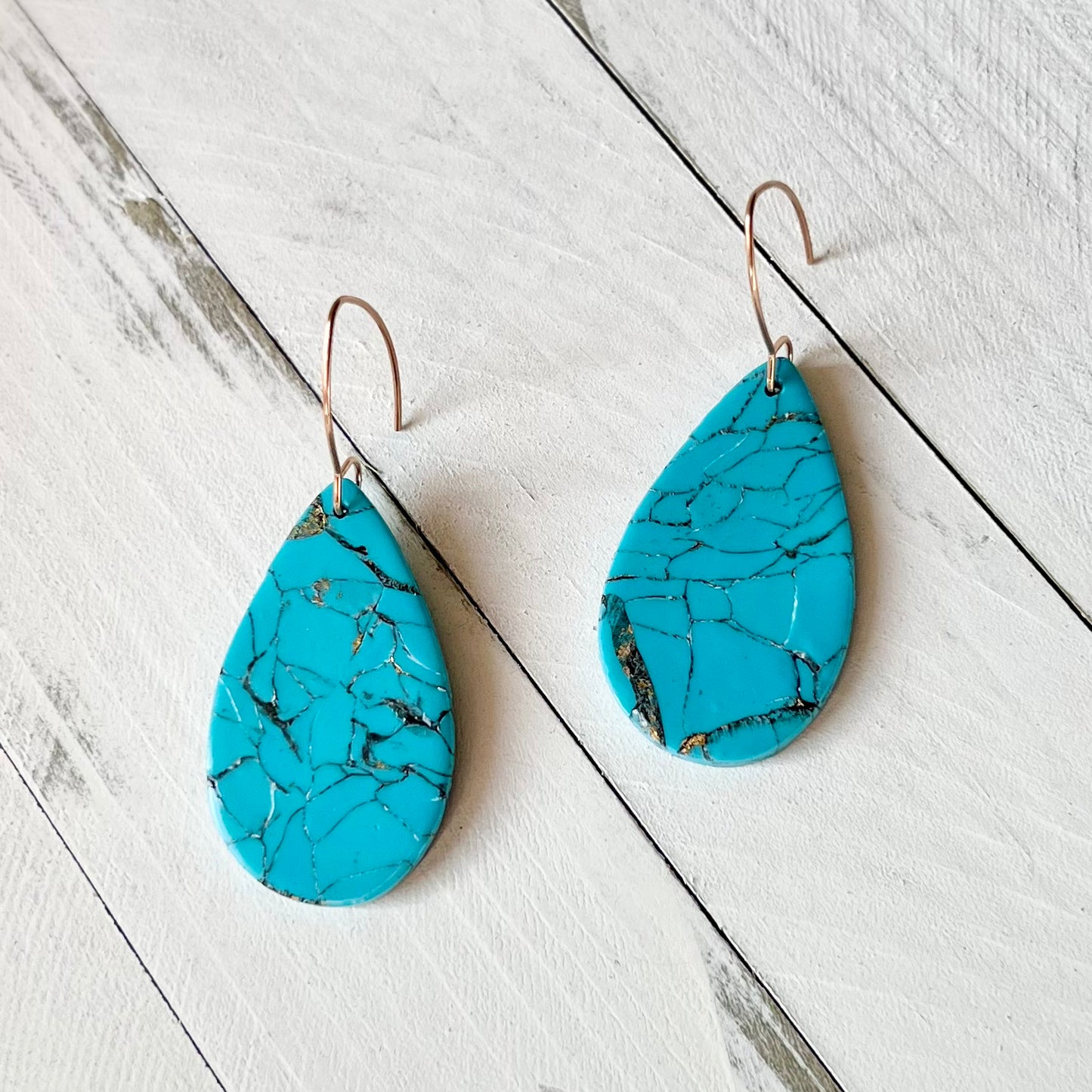 Turquoise Stone Inspired Polymer Clay Earrings