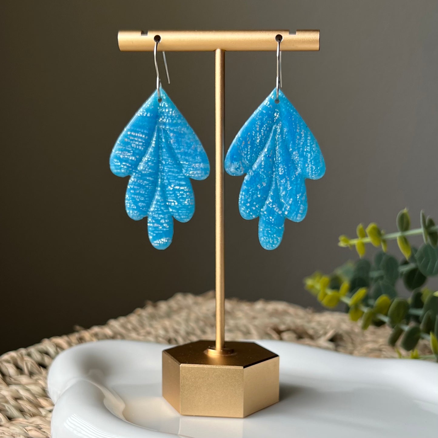 Blue & Silver Translucent Polymer Clay Earrings