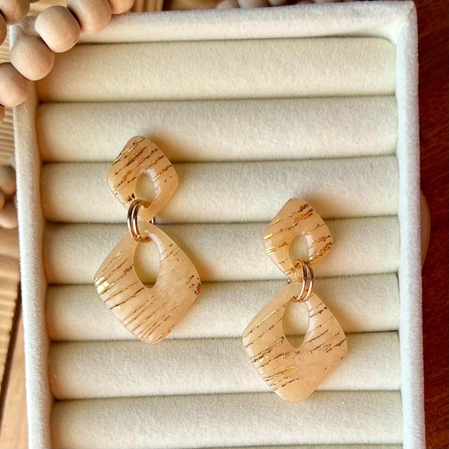 Beige Translucent Polymer Clay Earrings