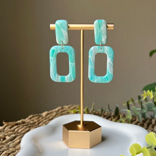 Ocean Waves Marbled Polymer Clay Earrings