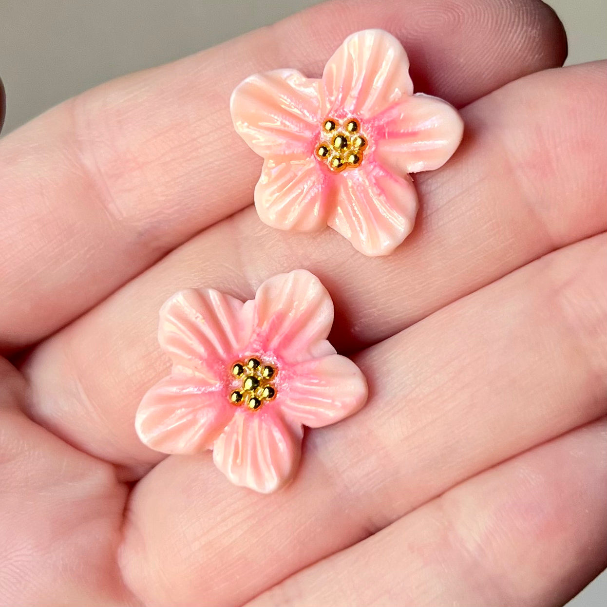 Cherry Blossom Sakura Flower Clay Stud Earrings