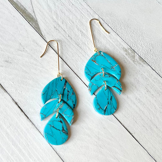 Turquoise Stone Inspired Polymer Clay Earrings