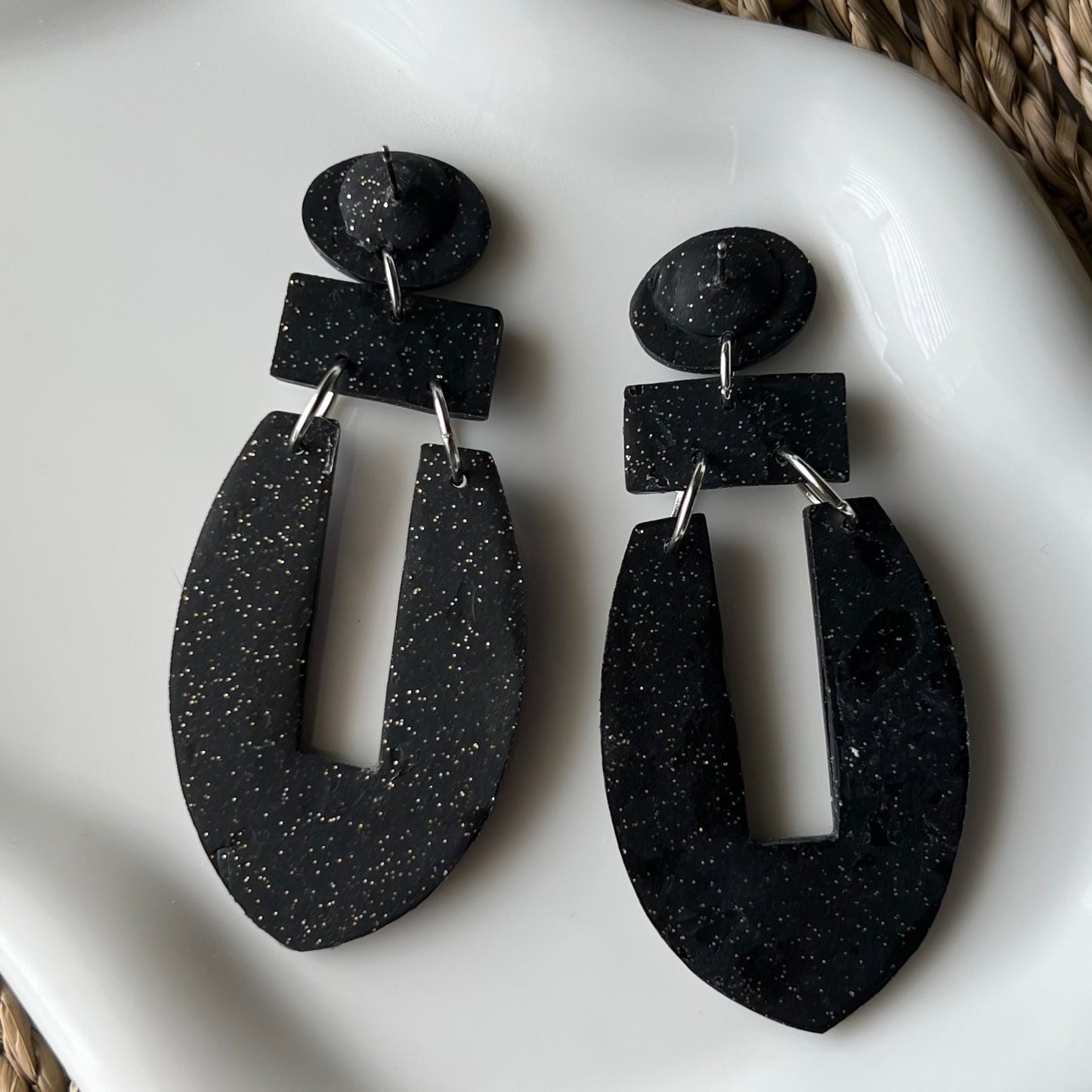 Mica Painted Polymer Clay Statement Earrings