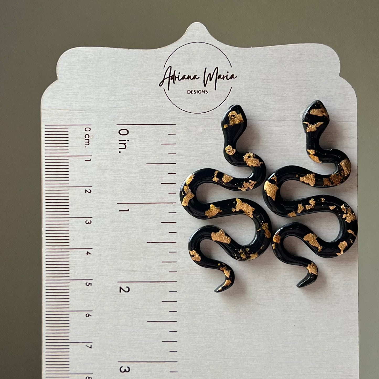 Black & Metallic Snake Polymer Clay Stud Earrings