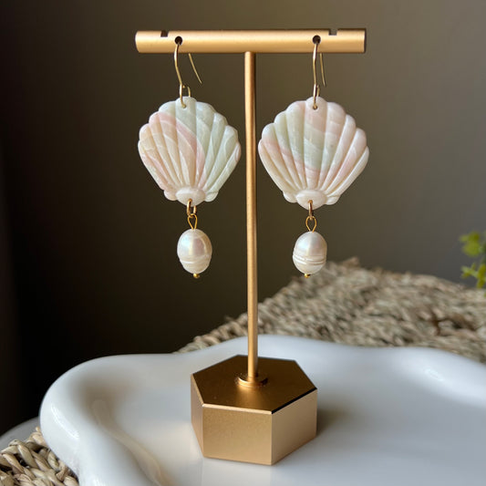 Pastel Dreams Seashell Polymer Clay Earrings