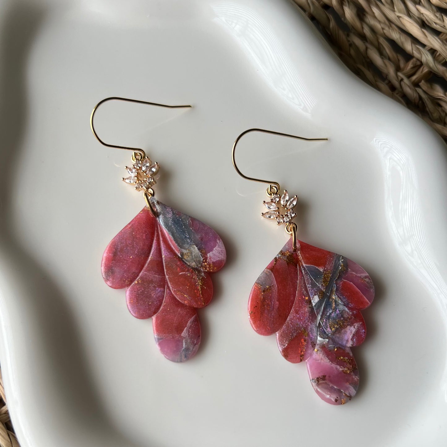 Rosso Marble Polymer Clay Earrings