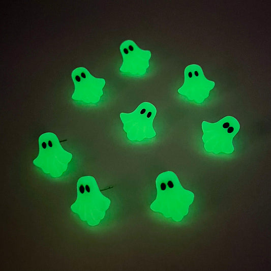 Glow In The Dark Ghost Polymer Clay Stud Earrings