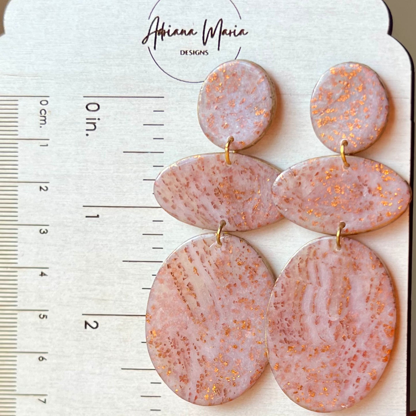 Large Lightweight Neutral Copper & Translucent Polymer Clay Statement Earrings