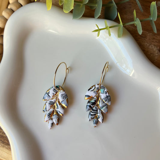Leaf Clay Hoop Earrings