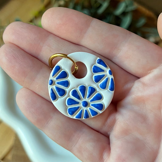 Painted Petals Polymer Clay Hoop Earrings