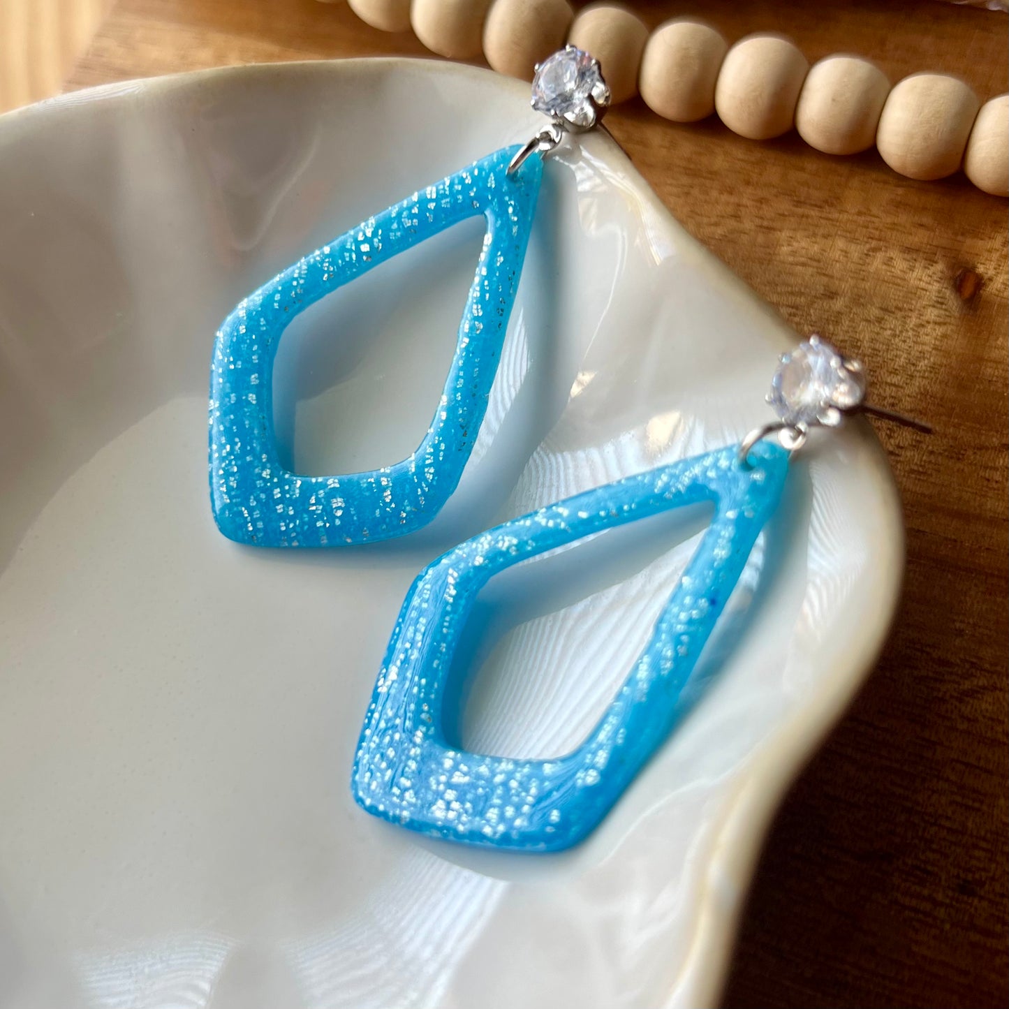 Blue & Silver Translucent Polymer Clay Earrings