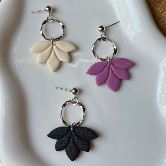 Lotus Polymer Clay Dangle Earrings