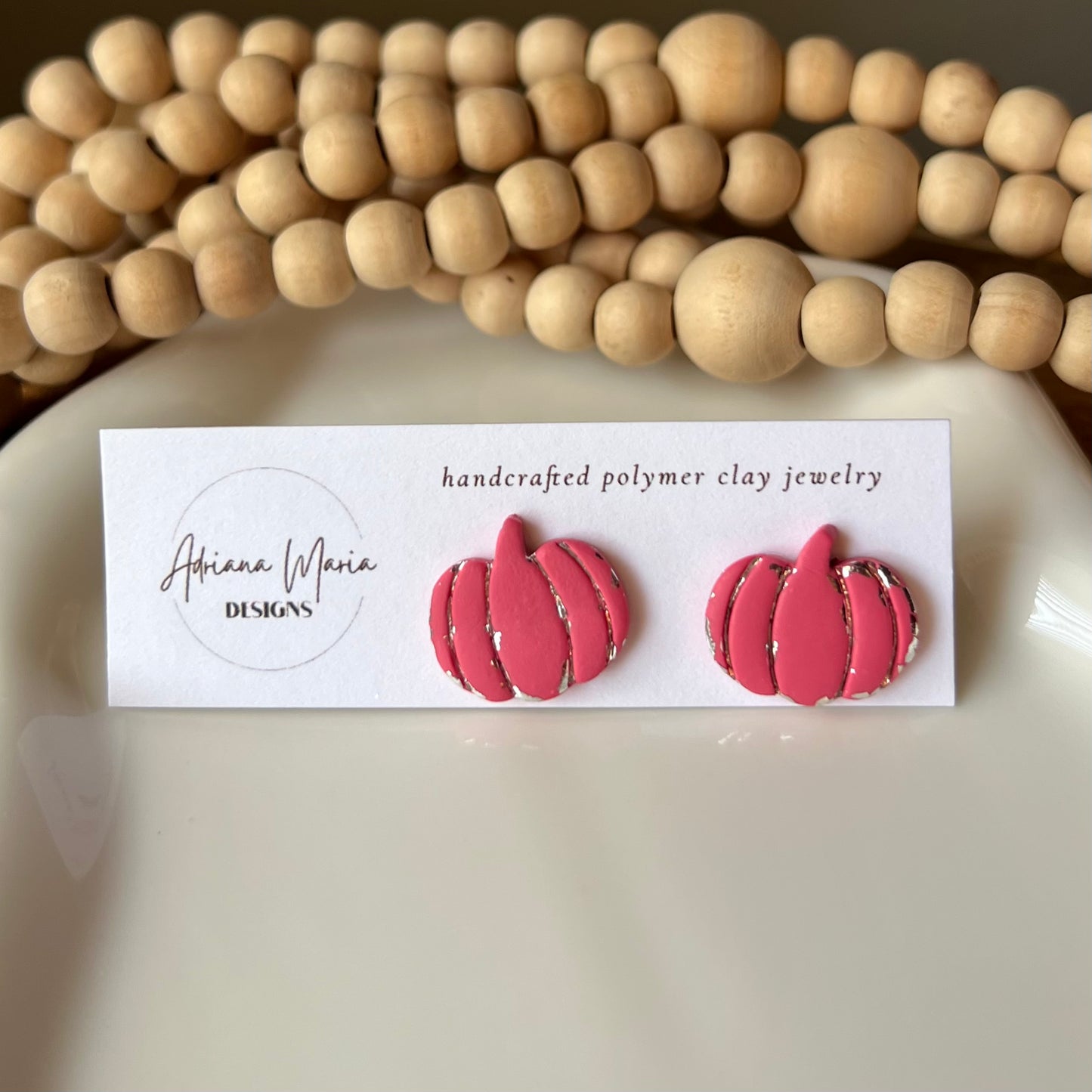 Metallic Vintage Inspired Pumpkin Clay Stud Earrings