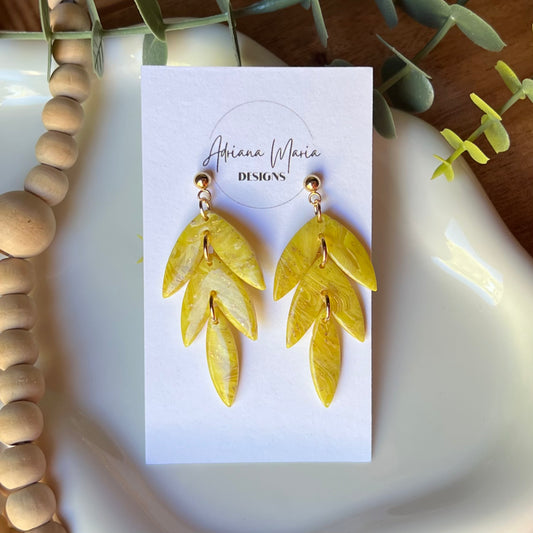 Yellow Marbled Polymer Clay Earrings