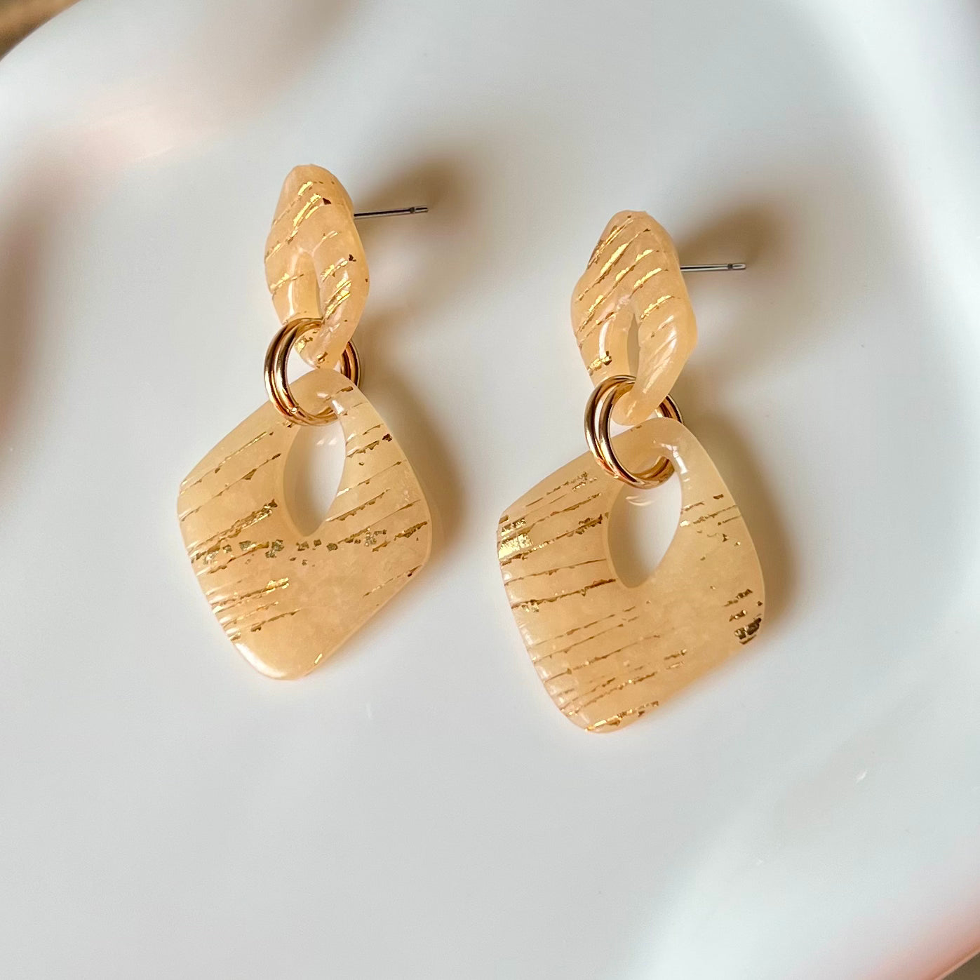 Beige Translucent Polymer Clay Earrings