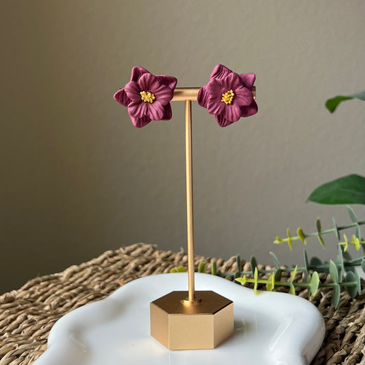 Mulberry Flower Polymer Clay Stud Earrings