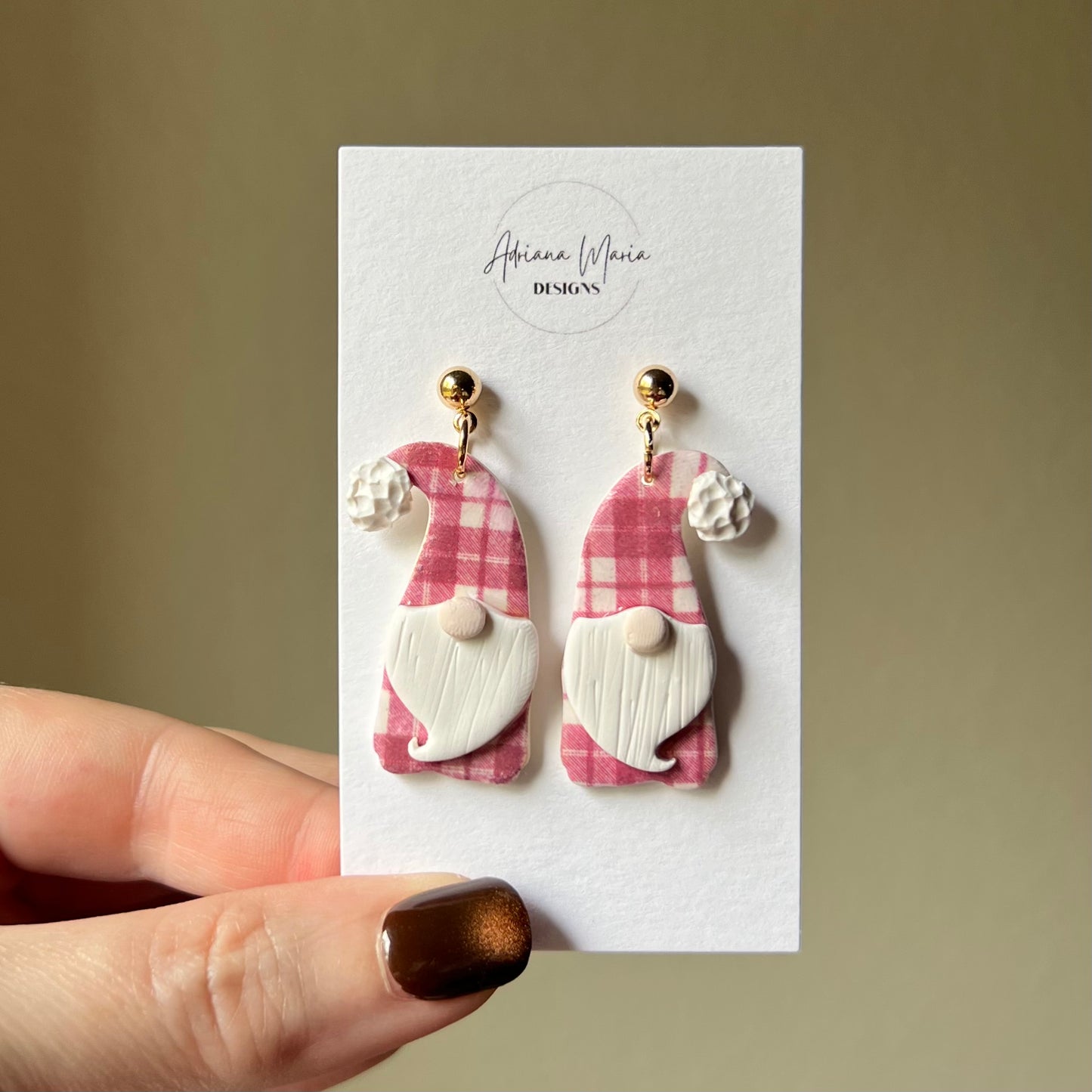 Christmas Gnome Polymer Clay Dangle Earrings
