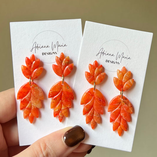 Autumn Sunset: Leaf Polymer Clay Earrings