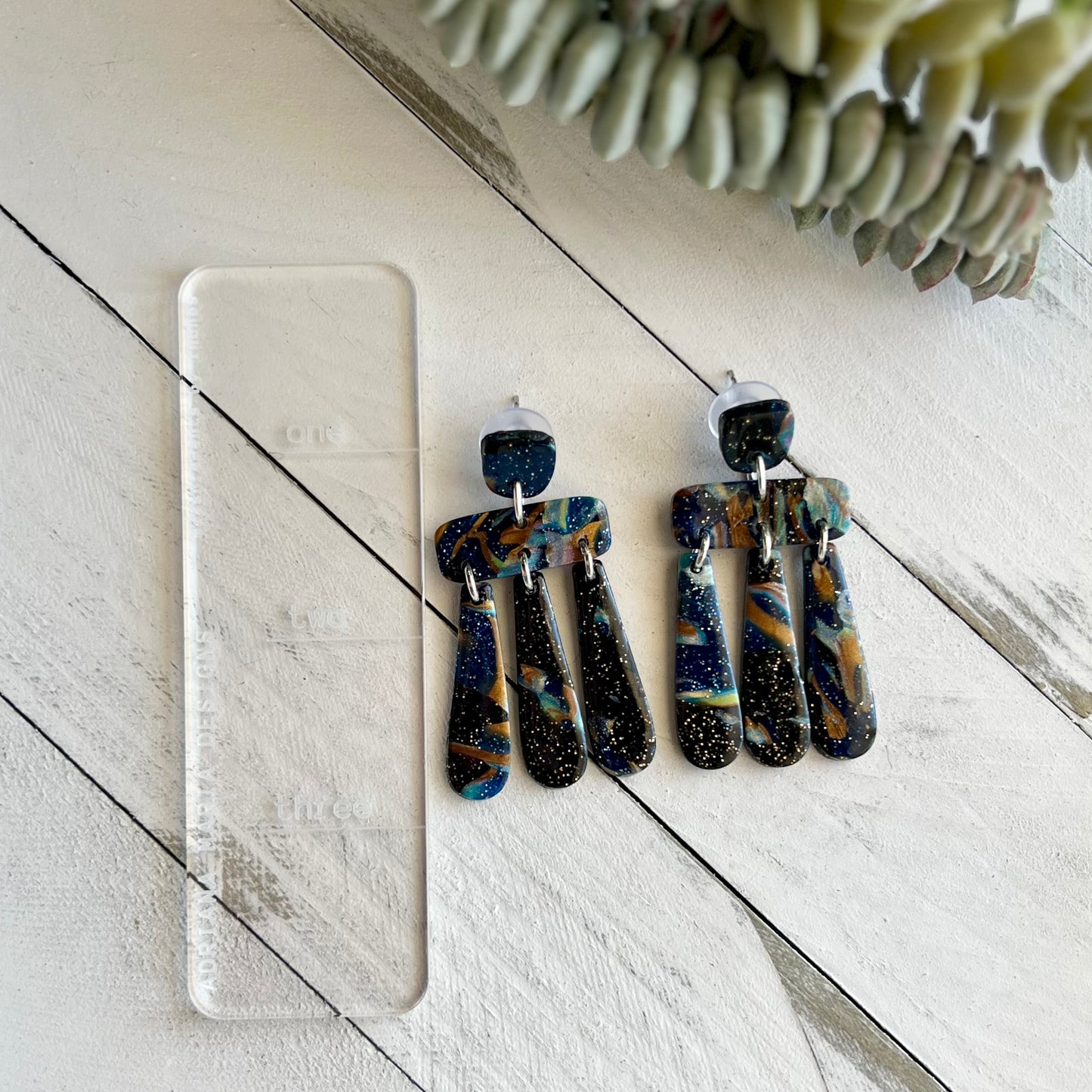 Dark Galaxy Polymer Clay Earrings