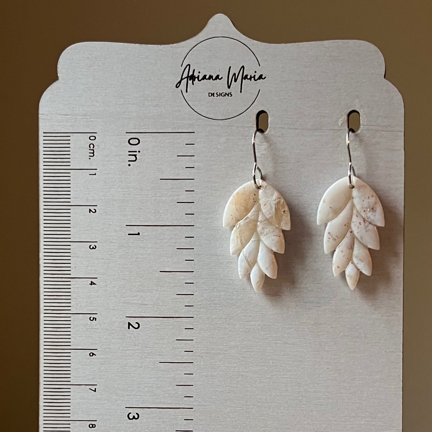 Warm Ivory Leaf Clay Earrings
