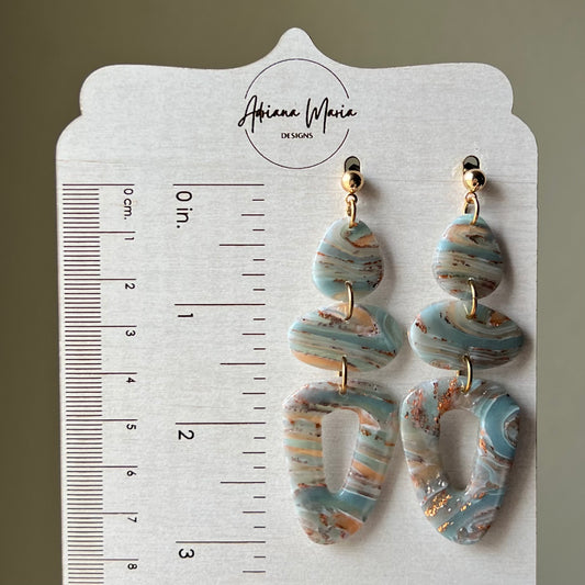 Polymer Clay Earrings - Agate Inspired Lightweight Statement Dangles