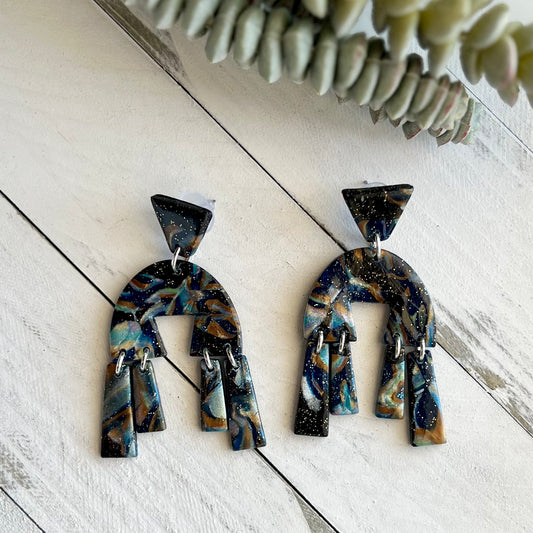 Dark Galaxy Polymer Clay Earrings