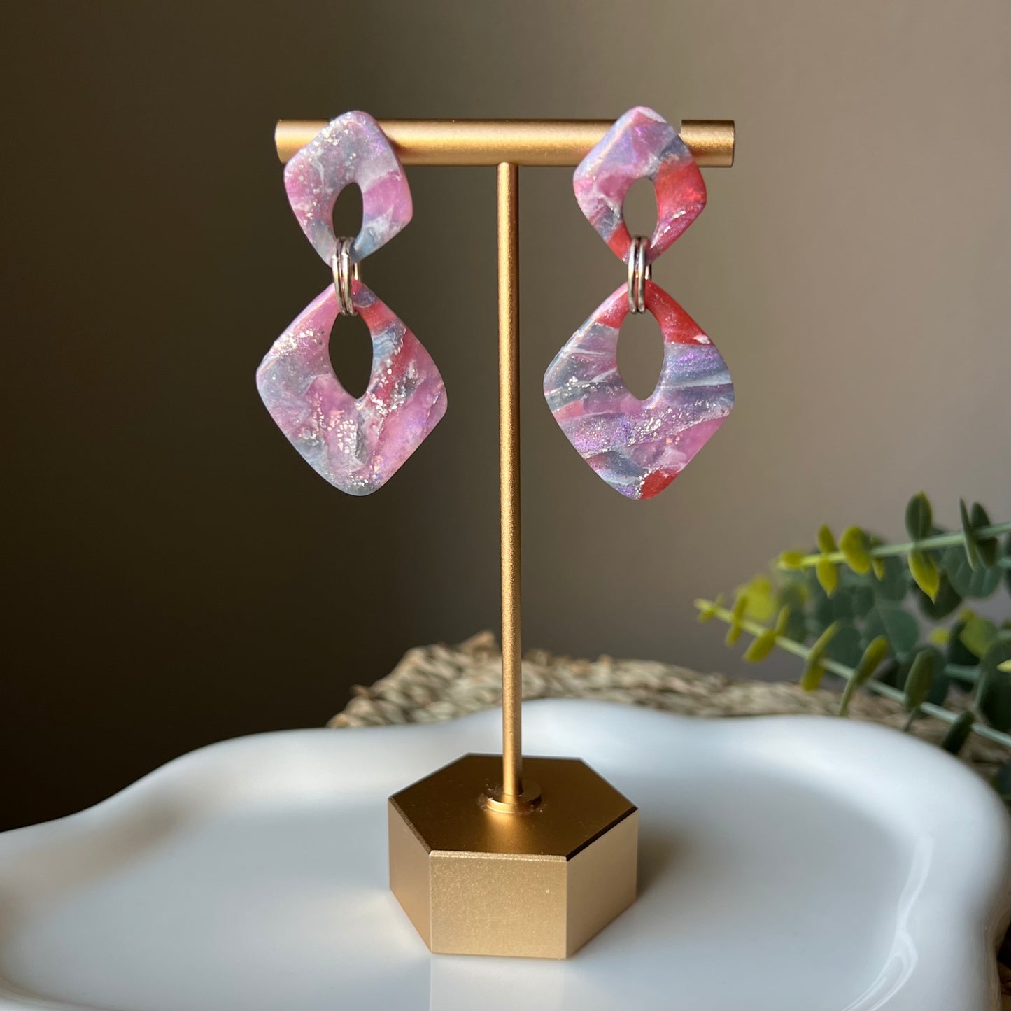 Rosso Marble Polymer Clay Earrings