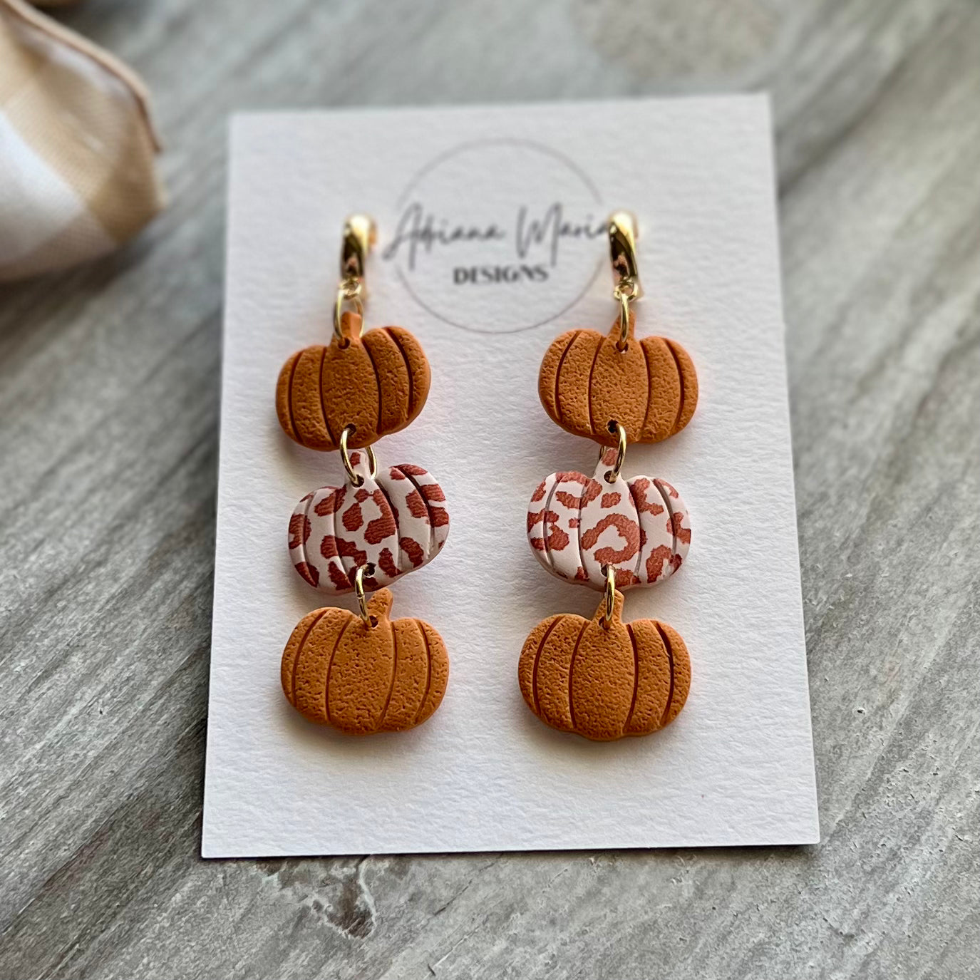 Pumpkin Trio Polymer Clay Earrings