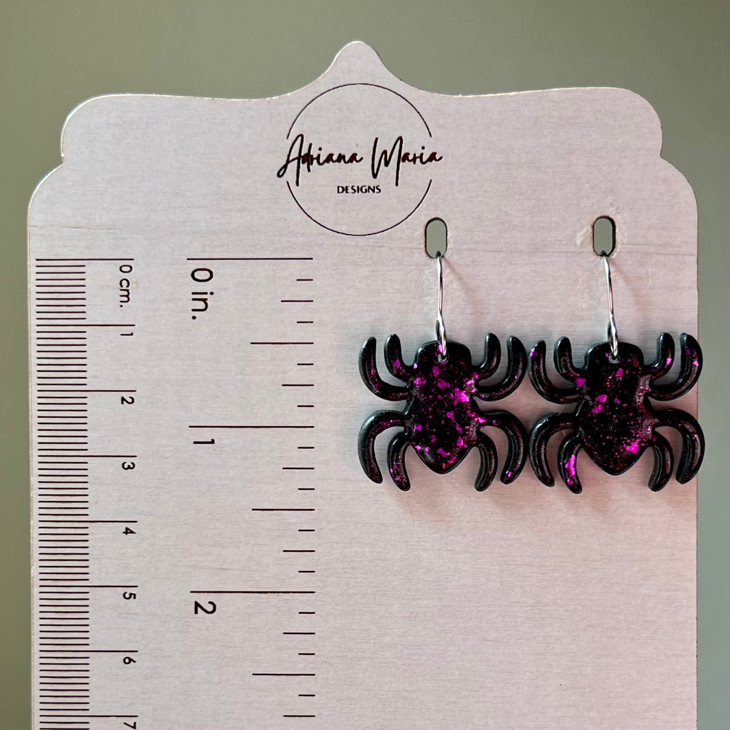 Black & Purple Spider Polymer Clay Dangle Earrings