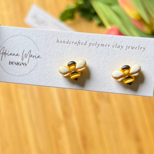 Mini Bee Polymer Clay Stud Earrings