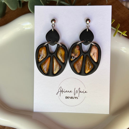 Amber Flame: Bezel Polymer Clay  Earrings