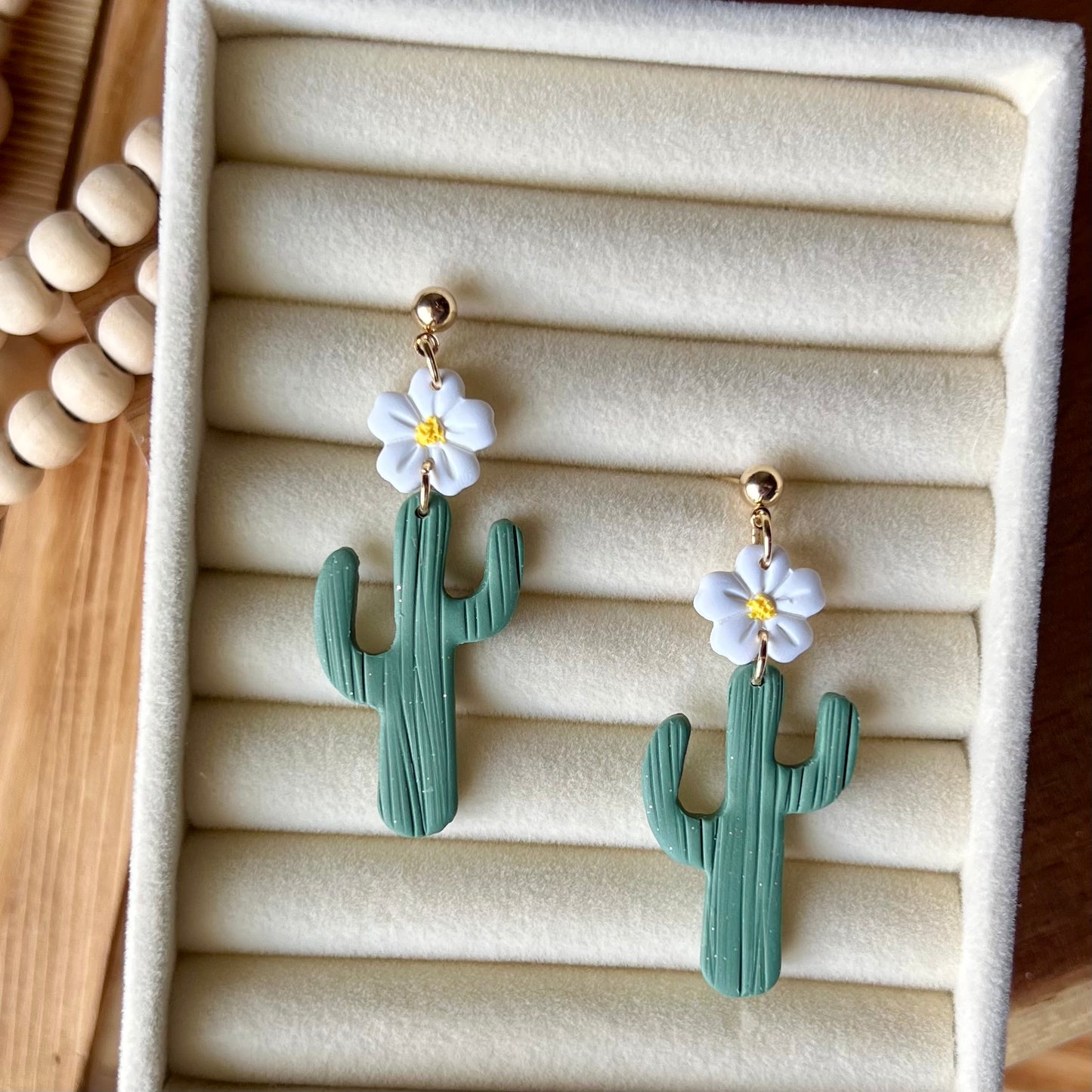 Flower & Cactus Polymer Clay Dangle Earrings