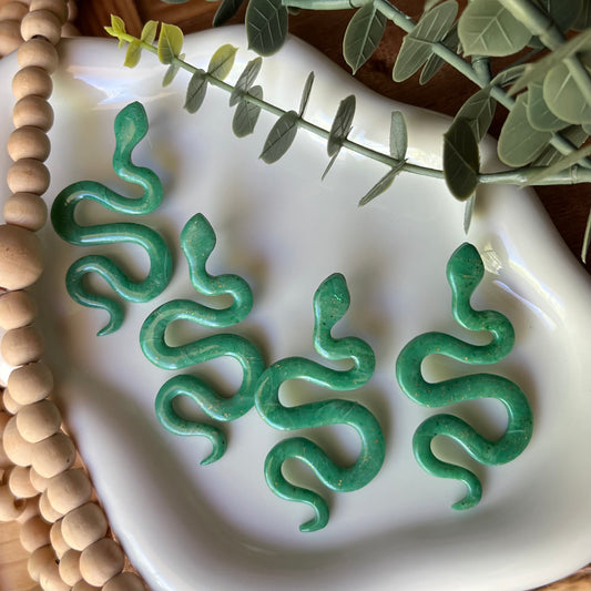 Emerald Green Snake Polymer Clay Stud Earrings